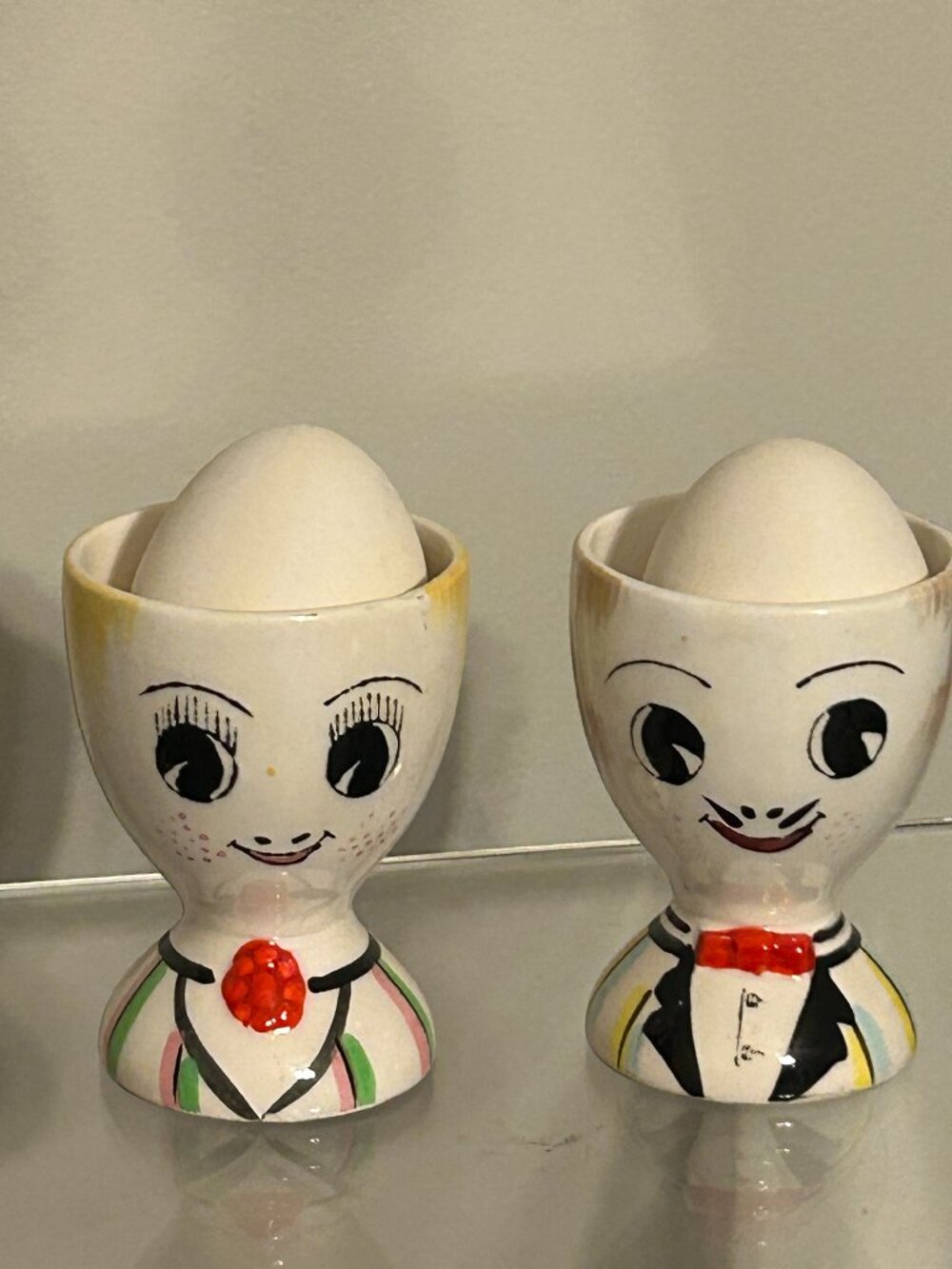 Vintage LEGO Anthropomorphic Man & Woman Egg Cups 1959